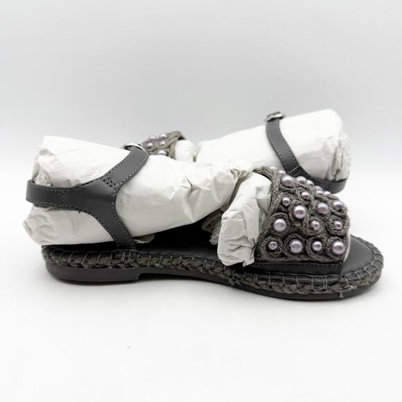 Sam Edelman Kids Holly Sandals US 1 M EU 32 Mockingbird Grey Linen NIB - Picture 3 of 11